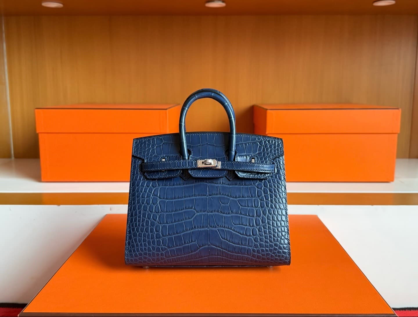 ELAVERE Mini Azure deep navy top-handle bag